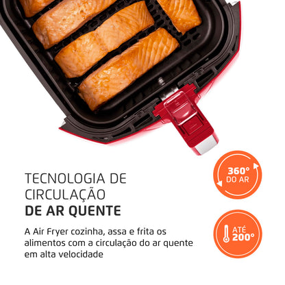 Fritadeira Sem Óleo Air Fryer 4L, Mondial, Vermelho/Inox, 1500W, 110V - AFN-40-RI