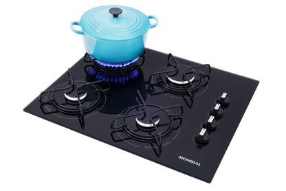 Cooktop a Gás, 4 Bocas, Mondial, Preto/Inox, Bivolt - CTG-01