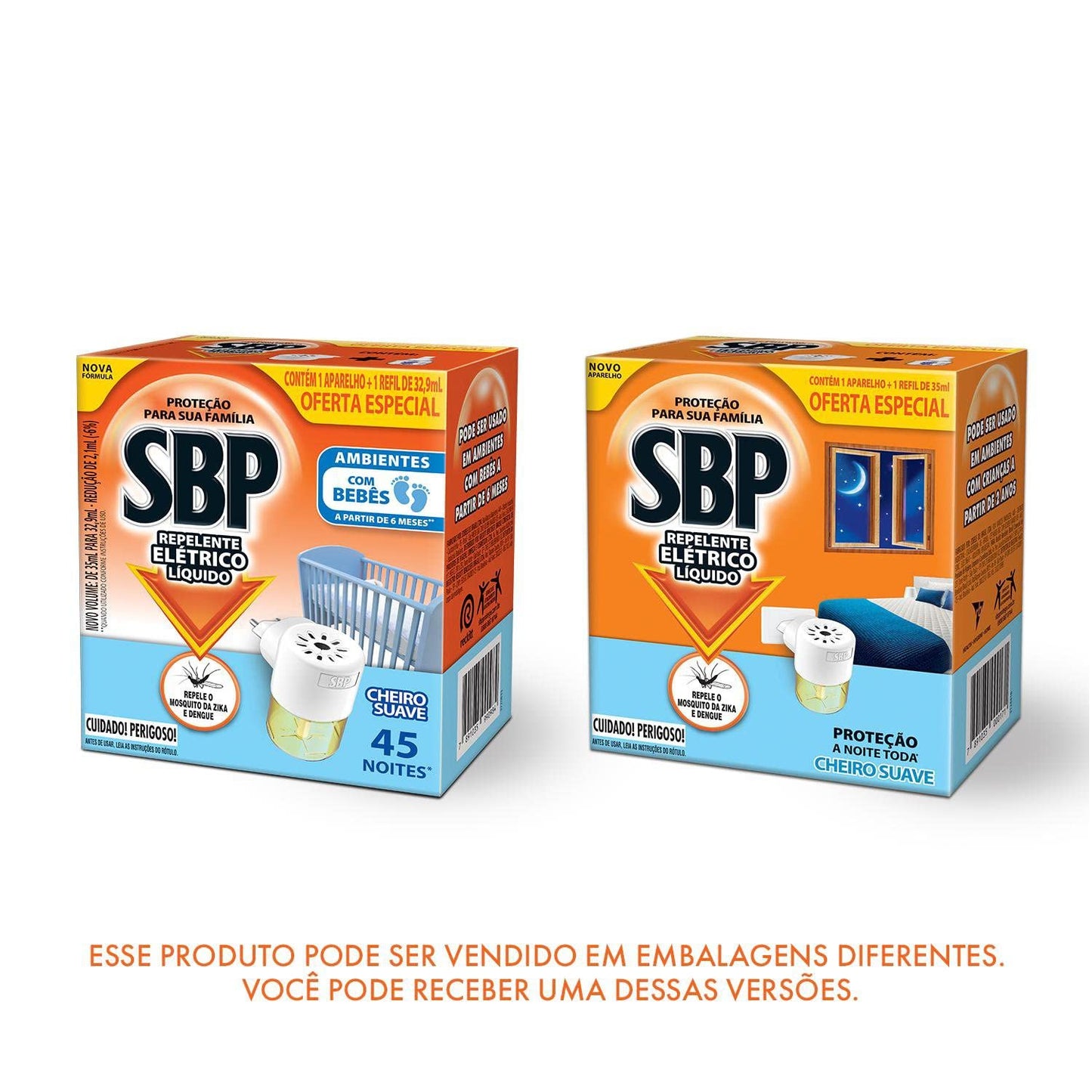 Repelente Elétrico Líquido SBP 45 Noites Cheiro Suave Novo Aparelho + Refil