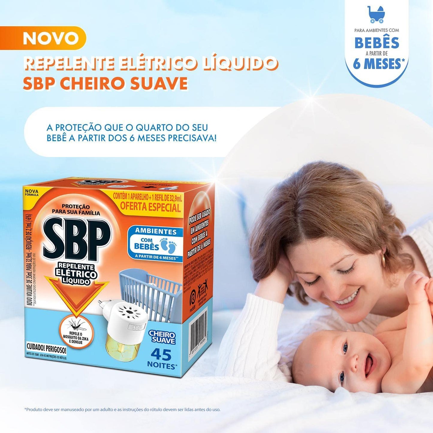 Repelente Elétrico Líquido SBP 45 Noites Cheiro Suave Novo Aparelho + Refil