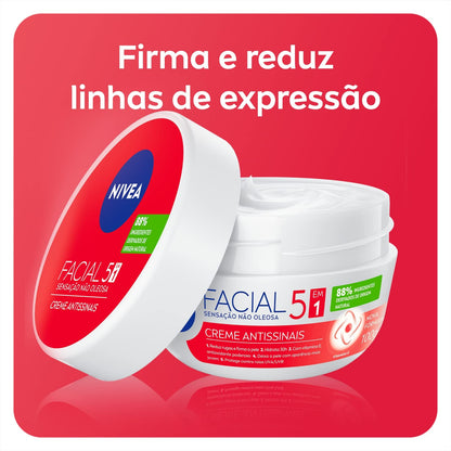 NIVEA Creme Facial Antissinais 100g - Sua fórmula com hidronutrientes e vitamina E é de rápida absorção, firma e reduz linhas de expressão e protege a pele contra os raios UVA/UVB