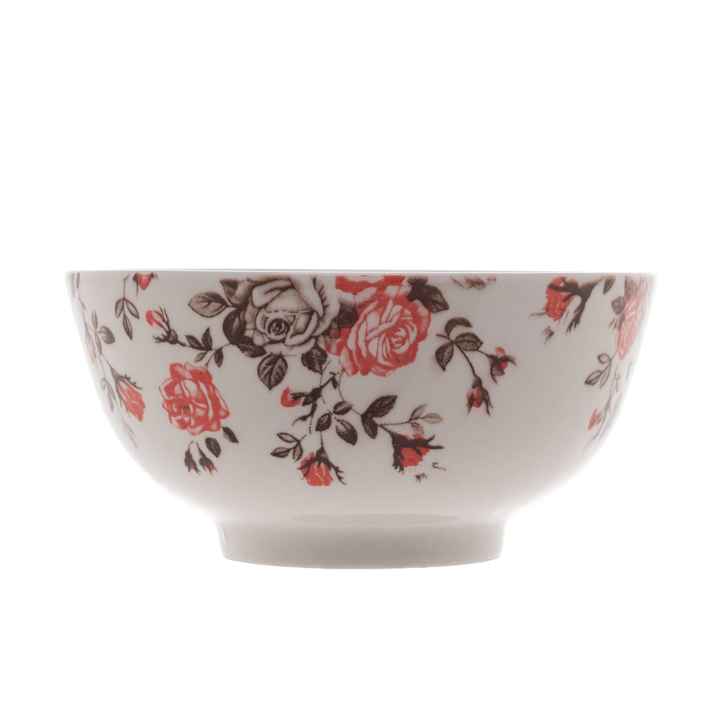 LYOR Garden Tigela Bowl de Porcelana, Branco/Vermelho/Preto, 12 x 6.5 cm