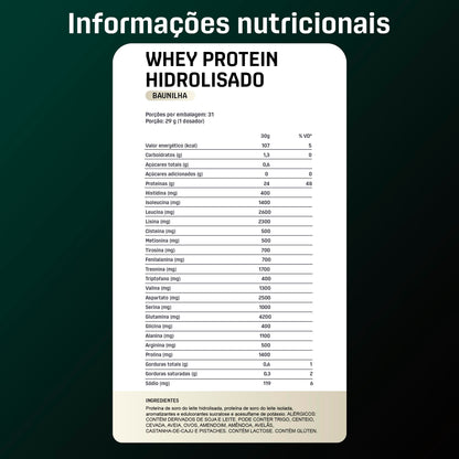 Whey Protein Hydro Baunilha Pote 900g – Absorção Rápida – Ganho Muscular – Baixo Teor de Lactose – Dux Human Health