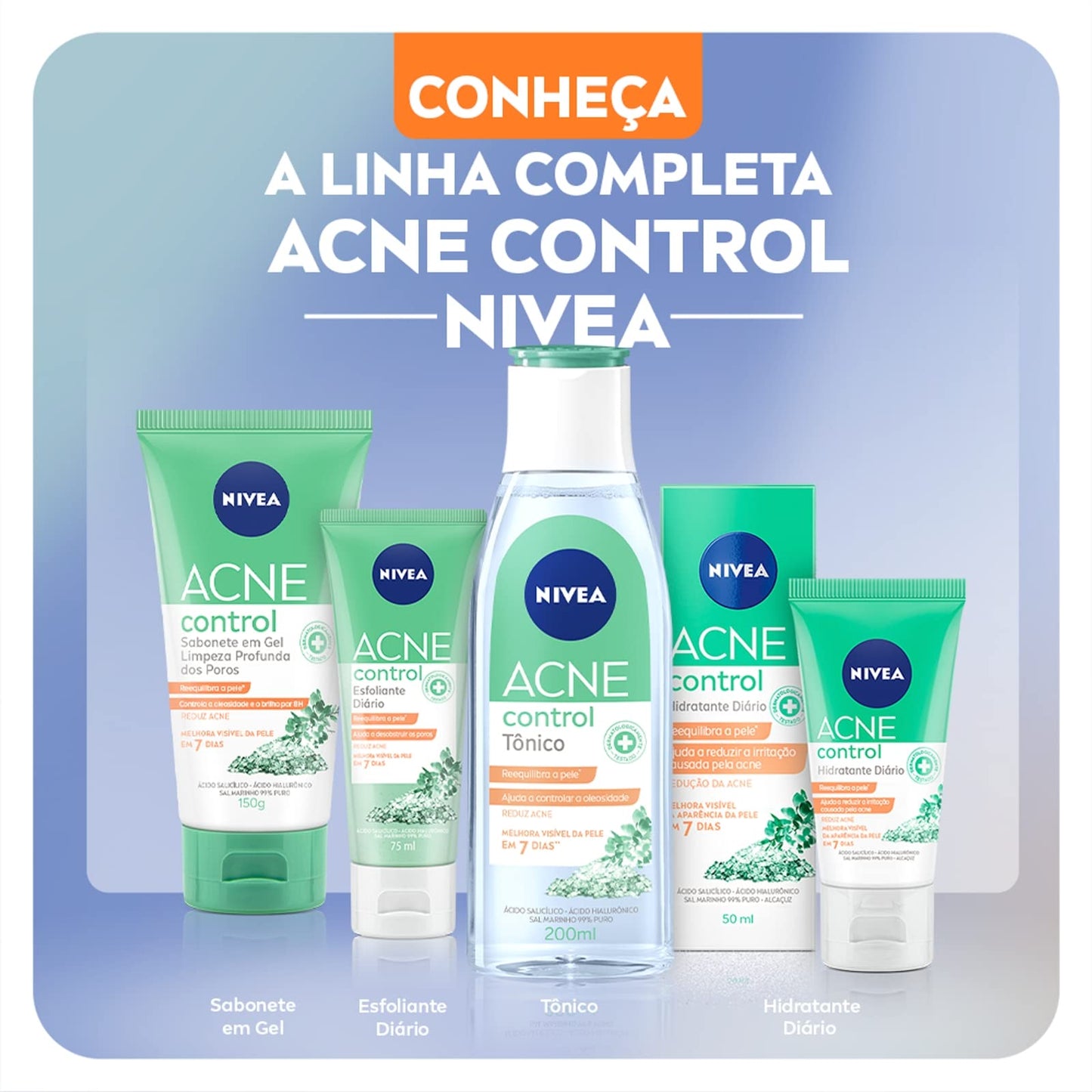 NIVEA Tônico Facial Acne Control 200ml - Ajuda a controlar a oleosidade, não obstrui os poros, remove células mortas, reduz a vermelhidão e hidrata a pele acneica