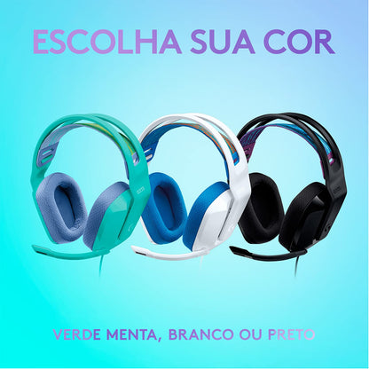 Headset Gamer Logitech G335 com Almofadas com Espuma de Memória, Design Leve e Conexão 3,5mm para PC, PlayStation, Xbox, Nintendo Switch e Mobile - Mint