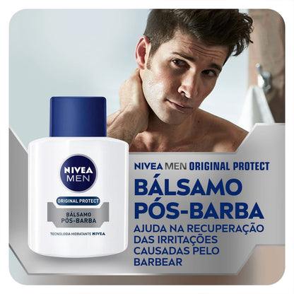 NIVEA MEN Bálsamo Pós Barba Original Protect 100ml - Atua na recuperação da pele, cuidado e hidratação, fórmula leve, com Aloe Vera e Glicerina, sensação de alívio imediato