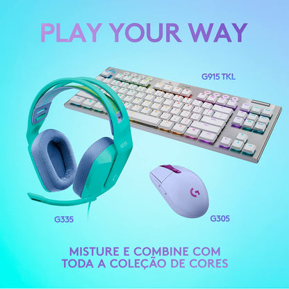 Headset Gamer Logitech G335 com Almofadas com Espuma de Memória, Design Leve e Conexão 3,5mm para PC, PlayStation, Xbox, Nintendo Switch e Mobile - Mint