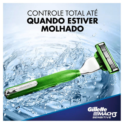 Aparelho de Barbear Gillette Mach3 Acqua-Grip Sensitive + 2 Cargas