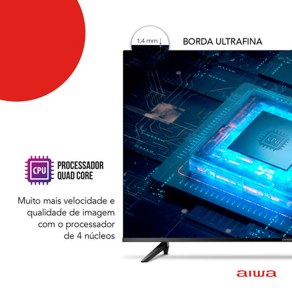 Smart TV Aiwa 32”, Android, HD, Borda Ultrafina, HDR10, Dolby Áudio - AWS-TV-32-BL-02-A