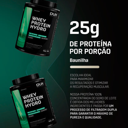 Whey Protein Hydro Baunilha Pote 900g – Absorção Rápida – Ganho Muscular – Baixo Teor de Lactose – Dux Human Health