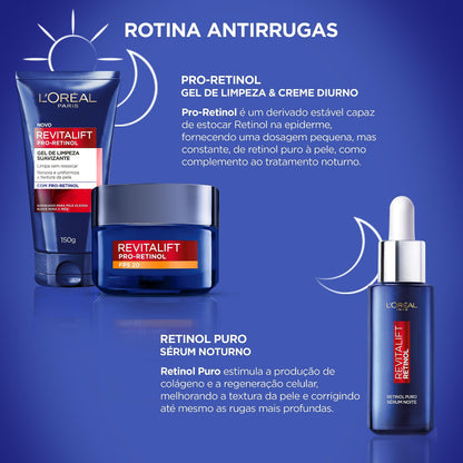 L'Oréal Paris Kit Revitalift Pro Retinol: Gel De Limpeza Sérum E Creme