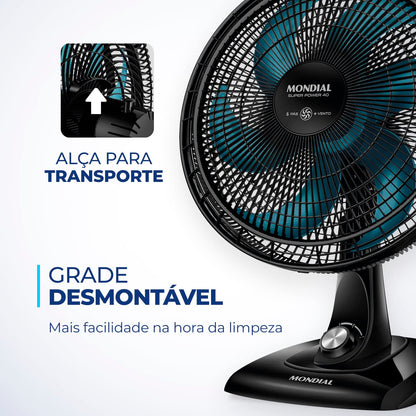 Ventilador de Mesa Mondial 110V, 40cm, 6 pás, Super Power - VSP-40-AP