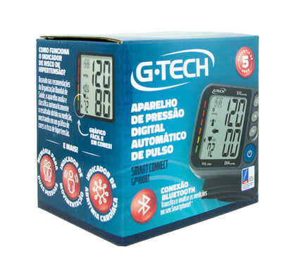 G-Techa Aparelho de pressão digital automático de pulso Smart Connect GP480BT, Preta/Cinza