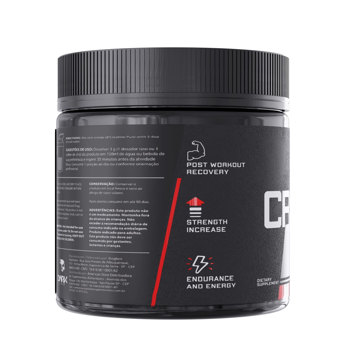 Creatina 100% Pura Monohidratada 150g Dark Lab | Serve 50 Doses | Mais Alto Grau de Pureza