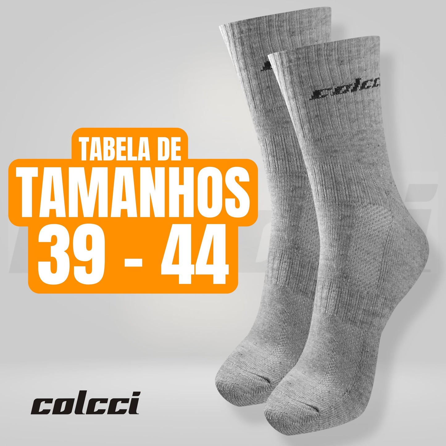 COLCCI Kit 6 Pares Meia Cano Médio Alto Esportiva Academia com Faixa Tensora Punho Canelado, 2 Branco - 2 Cinza - 2 Preto, 39-44