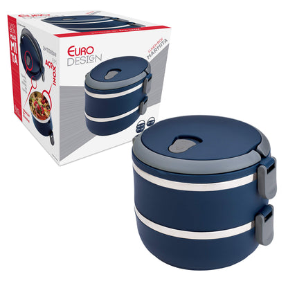 Marmita dupla Lunch Box Azul, LB1234-AZ , Euro Home