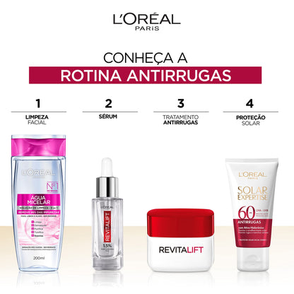 L'Oréal Paris Protetor Solar Facial Antirrugas FPS60 com Ativo Hialurônico Solar Expertise, 40g