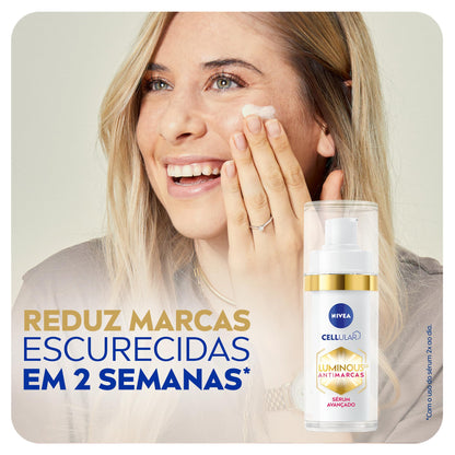 NIVEA Sérum Facial Cellular Luminous 630 30ml - Enriquecido com Ácido Hialurônico e Vitamina E, sua fórmula reduz marcas escurecidas, deixa a pele uniforme e previne o surgimento de novas marcas, proporcionando uma pele mais luminosa