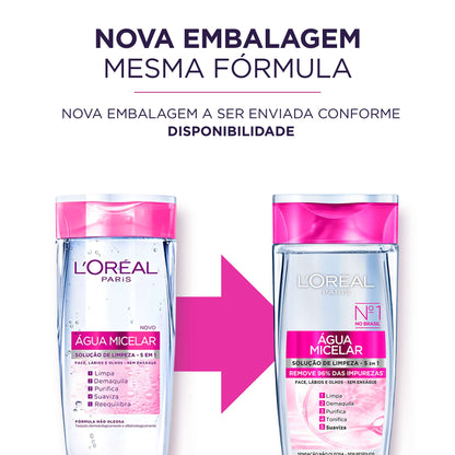 Água Micelar 5 Em 1 200ml, L'Oréal Paris, 200ml, Demaquila, Limpa, Purifica, Suaviza, Elimina Impurezas e Reequilibra a Pele