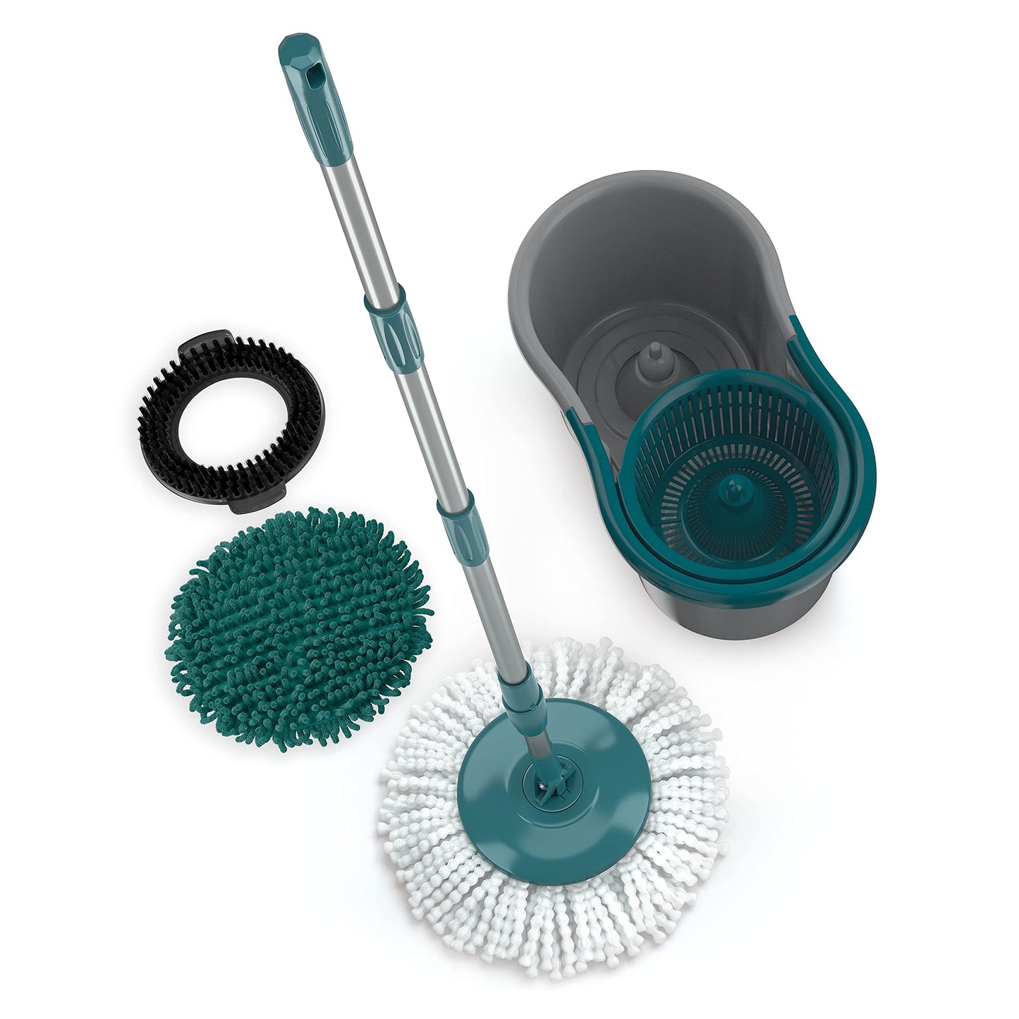 Flash Limp MOP9379 - Mop FIT Giratório 3 em 1, balde com 8 Litros e 3 opções de Refis, ( microfibra, tira pó e limpeza pesada)