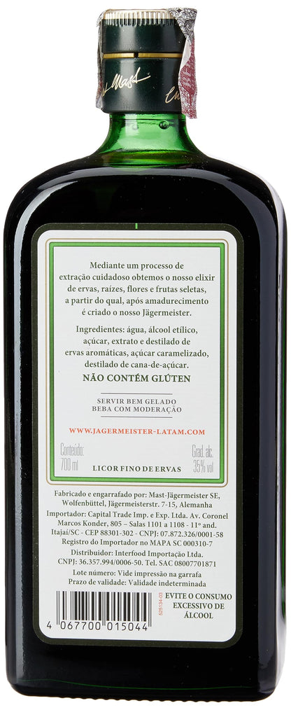 Licor, Jagermeister, Licores Herbais, 700 ml, Pacote de 1