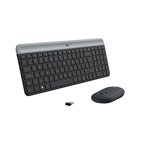 Combo Teclado e Mouse sem fio Logitech MK470 com Design Slim, Digitação e Clique Silencioso, Mouse Ambidestro, Conexão USB e Pilhas Inclusas - Grafite