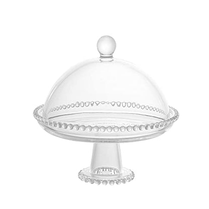 Wolff Pearl Prato com Pé e Tampa de Cristal, Transparente, 20 x 18 cm