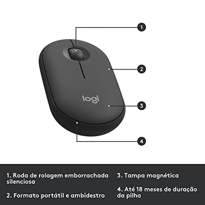 Combo Teclado e Mouse sem fio Logitech MK470 com Design Slim, Digitação e Clique Silencioso, Mouse Ambidestro, Conexão USB e Pilhas Inclusas - Grafite