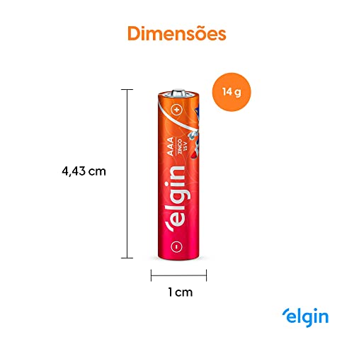 Caixa de Pilha AAA com 40 unidades Elgin Palito - Tubo, Zinco