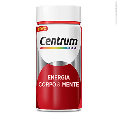 Centrum Suplemento Multivitamínico Adulto Energia, Corpo e Mente com Cafeína e Vitamina B, 60 cápsulas