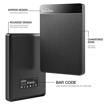 HD Externo Portátil 320GB UnionSine Disco Rígido compatível Mac/Pc/Notebook/PS4 - USB 3.0-HD2510（Preto ）