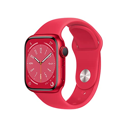 Apple Watch Series 8 (GPS), Smartwatch com caixa (PRODUCT) RED de alumínio – 41 mm • Pulseira esportiva (PRODUCT) RED – Padrão