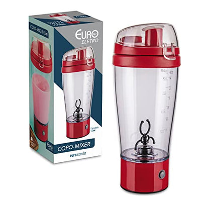 Euro Home MIX6552-VM - Mixer Shake à Pilha com Copo, Vermelho