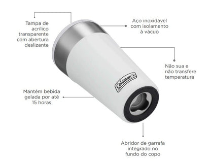 Copo Térmico com Tampa 600ml Azul Coleman