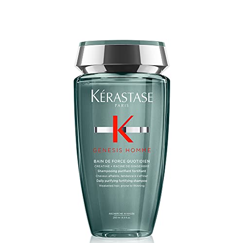 Kérastase Shampoo Genesis Homme Bain de Force Quotidien, Cabelos com queda, Prevenção da queda, Creatina, Raiz de gengibre, 250 ml