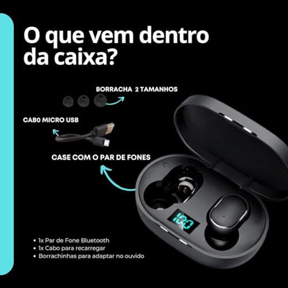 Fone de Ouvido Bluetooth Sem Fio Wireless 5.1 Duplo Premium com Visor
