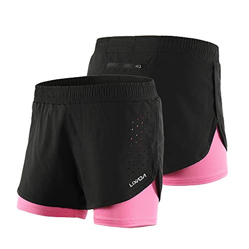 Jiangtao Short de corrida feminino 2 em 1 de secagem rápida respirável para exercícios de treinamento ativo Shorts de ciclismo com forro mais longo,G