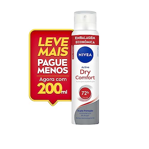 NIVEA Desodorante Antitranspirante Aerossol Dry Comfort 200ml - Proteção eficaz de 48 horas contra suor e mau odor, com 2x mais ativos hidratantes, garantindo axilas secas e saudáveis