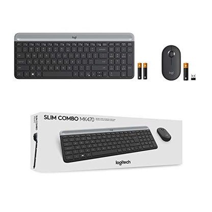 Combo Teclado e Mouse sem fio Logitech MK470 com Design Slim, Digitação e Clique Silencioso, Mouse Ambidestro, Conexão USB e Pilhas Inclusas - Grafite