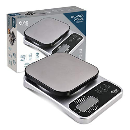Balança digital Pró para Cozinha pró 5 kg, Prata, BAL7825, Euro Home