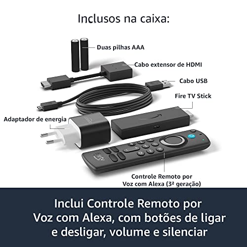 Fire TV Stick | Streaming em Full HD com Alexa | Com Controle Remoto por Voz com Alexa (inclui comandos de TV)