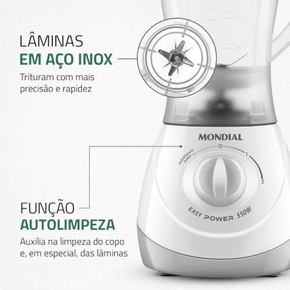 Liquidificador Easy Power, Mondial, Branco, 550W, 220V - L-550-W