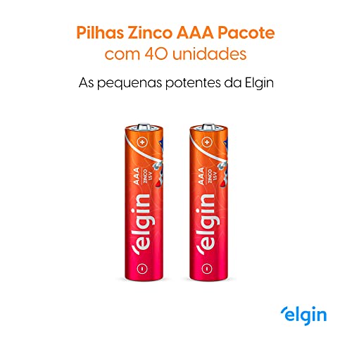 Caixa de Pilha AAA com 40 unidades Elgin Palito - Tubo, Zinco