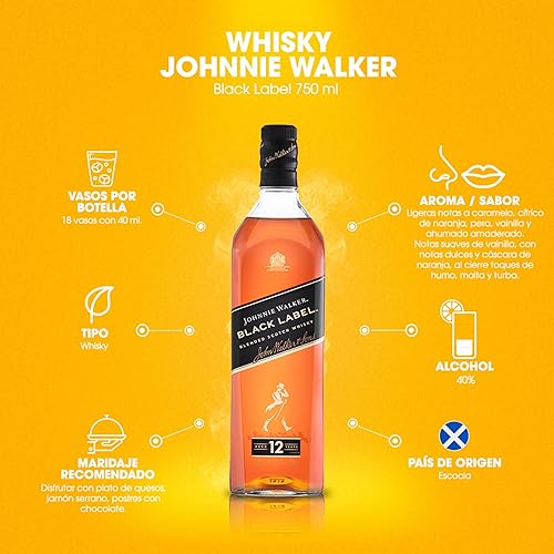 Whisky Escocês Blended Black Label Johnnie Walker Garrafa 750ml