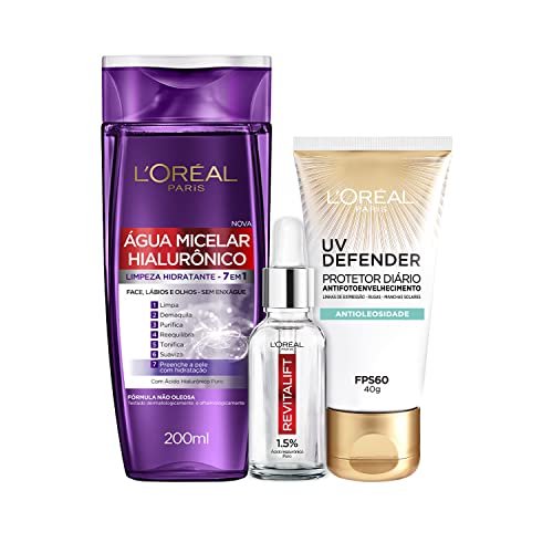 Kit L'Oréal Paris: Água Micelar + Sérum + UV Defender Antioleosidade