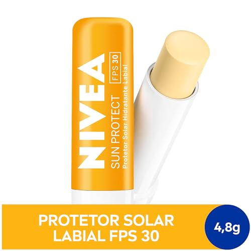 NIVEA Protetor Solar Hidratante Labial Sun Protect FPS 30 4,8 g - Lábios protegidos do sol e do ressecamento, alta proteção contra os raios UVA/UVB, com extrato de girassol e Vitamina E