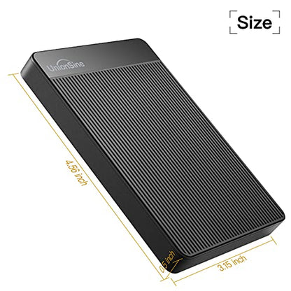HD Externo Portátil 320GB UnionSine Disco Rígido compatível Mac/Pc/Notebook/PS4 - USB 3.0-HD2510（Preto ）