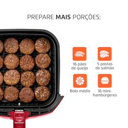 Fritadeira Sem Óleo Air Fryer 4L, Mondial, Vermelho/Inox, 1500W, 220V - AFN-40-RI