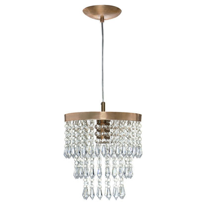 Lustre Pendente De Cristal Acrílico Manucrillic Cobre