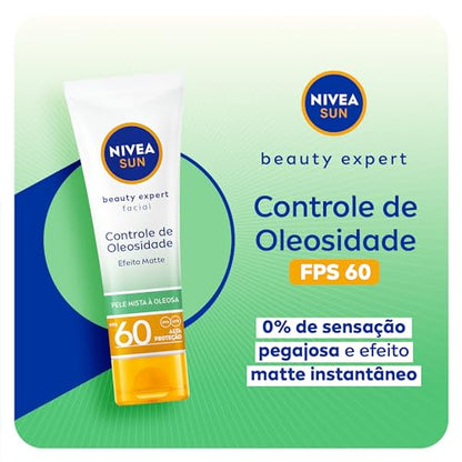 NIVEA SUN Protetor Solar Facial Beauty Expert Controle de Oleosidade FPS 60 50g